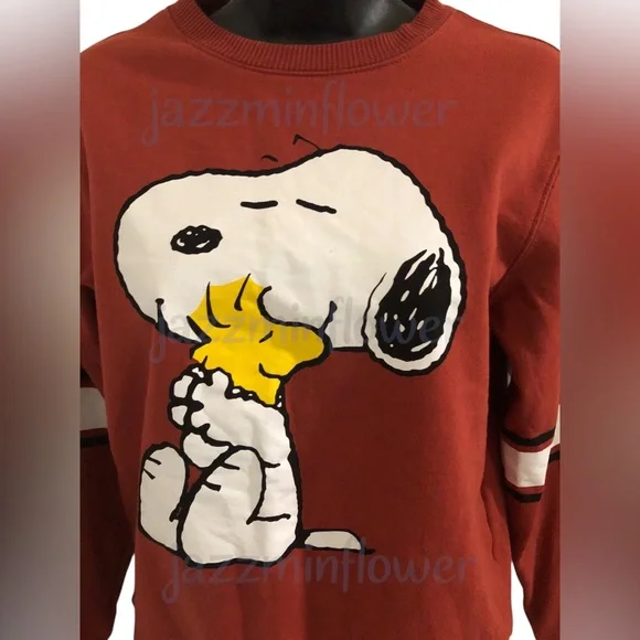 Dark red brick Snoopy and tweety graphic print sweatshirt XS brand new - Picture 3 of 8